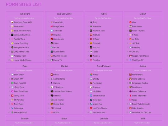 Porn Sites List